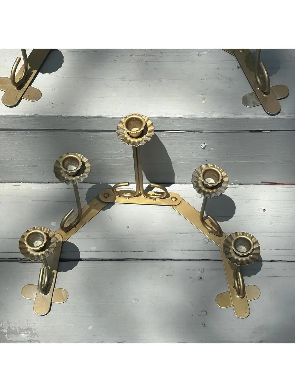 Pair of Candle Holder for Five Candles - gold/brass tone